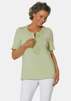 T-shirt à encolure arrondie en crochet