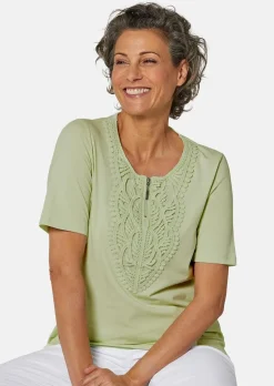 T-shirt à encolure arrondie en crochet