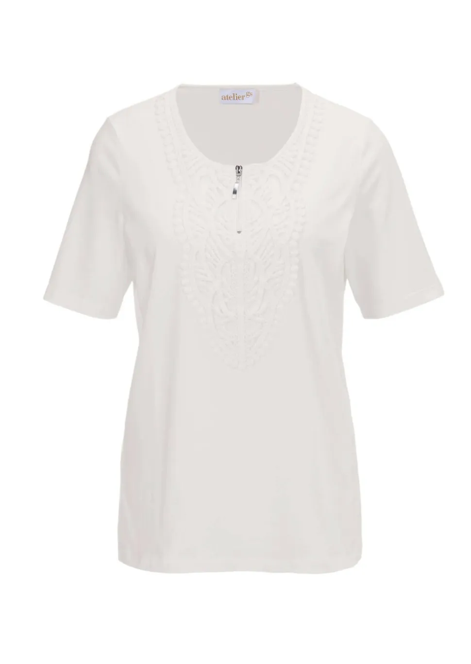 T-shirt à encolure arrondie en crochet