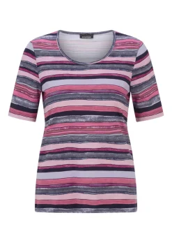 T-shirt en coton avec motif artistique à rayures