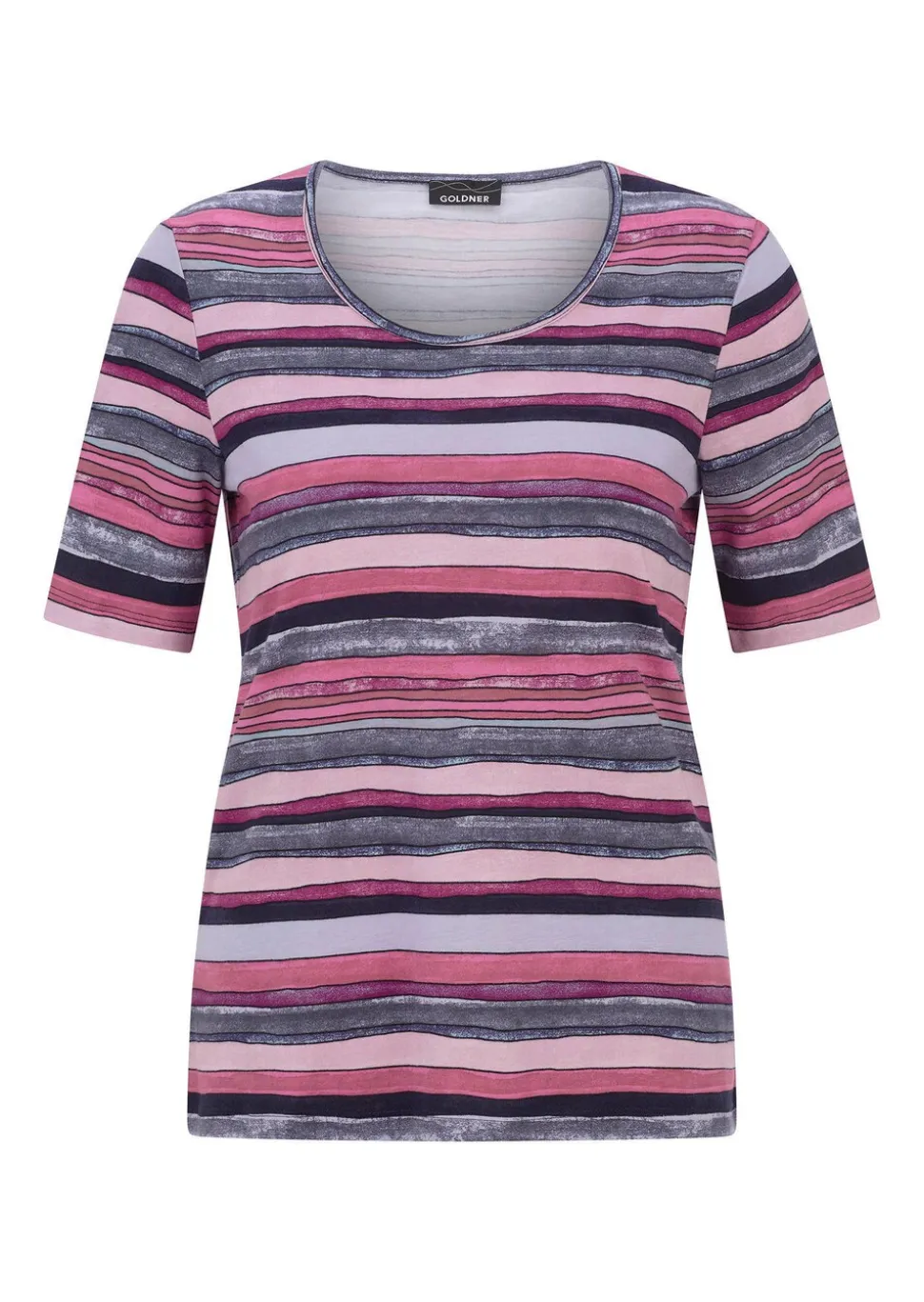 T-shirt en coton avec motif artistique à rayures
