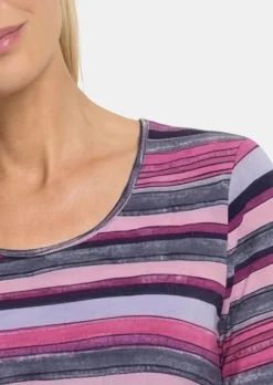 T-shirt en coton avec motif artistique à rayures