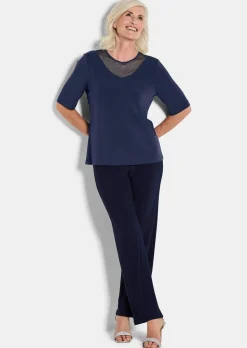 T-shirt en jersey avec empiècement en tissu filet
