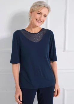 T-shirt en jersey avec empiècement en tissu filet