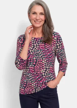 T-shirt en jersey avec encolure bateau et manches 3/4