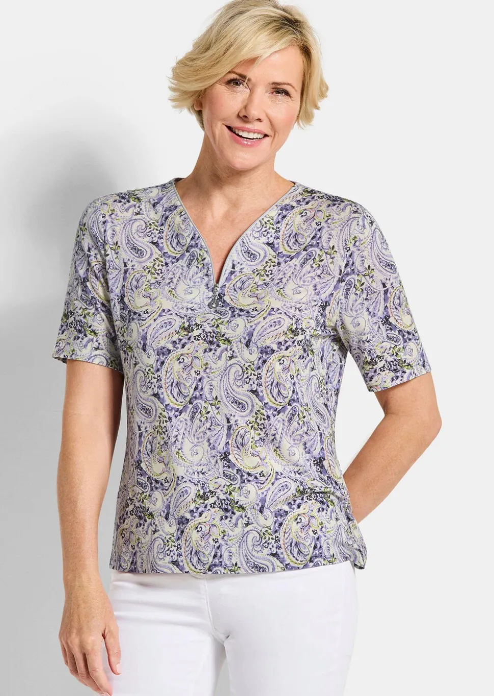 T-shirt en jersey avec encolure zippée