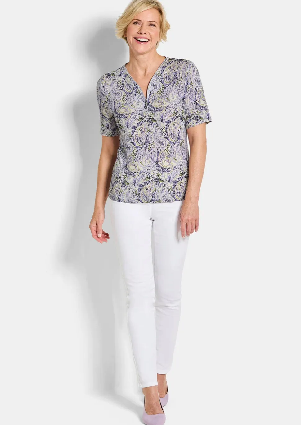 T-shirt en jersey avec encolure zippée