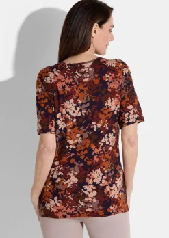 T-shirt en jersey avec imprimé de feuilles