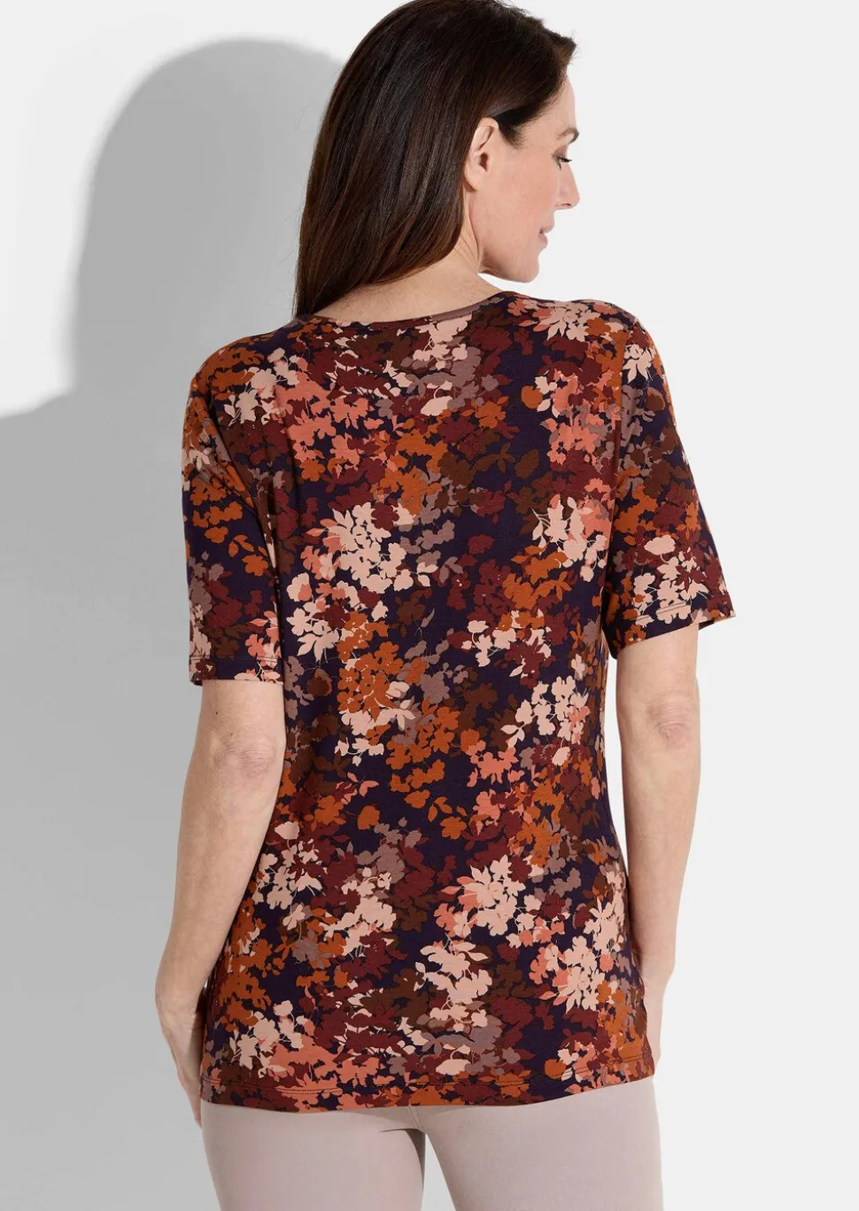 T-shirt en jersey avec imprimé de feuilles