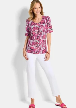 T-shirt en jersey avec imprimé de feuilles