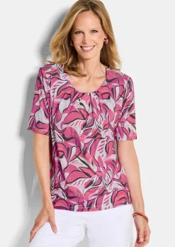 T-shirt en jersey avec imprimé de feuilles