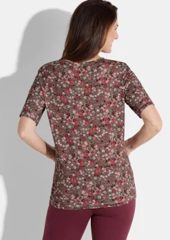 T-shirt en jersey avec imprimé mille-fleurs