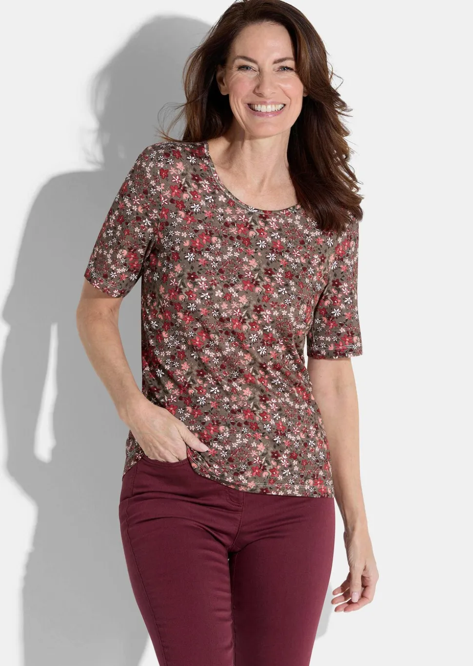 T-shirt en jersey avec imprimé mille-fleurs