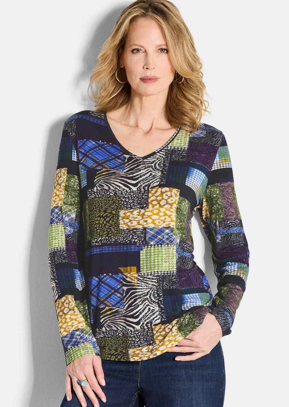 T-shirt en jersey avec imprimé patchwork
