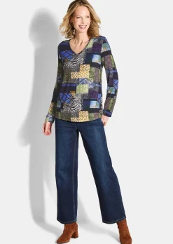 T-shirt en jersey avec imprimé patchwork