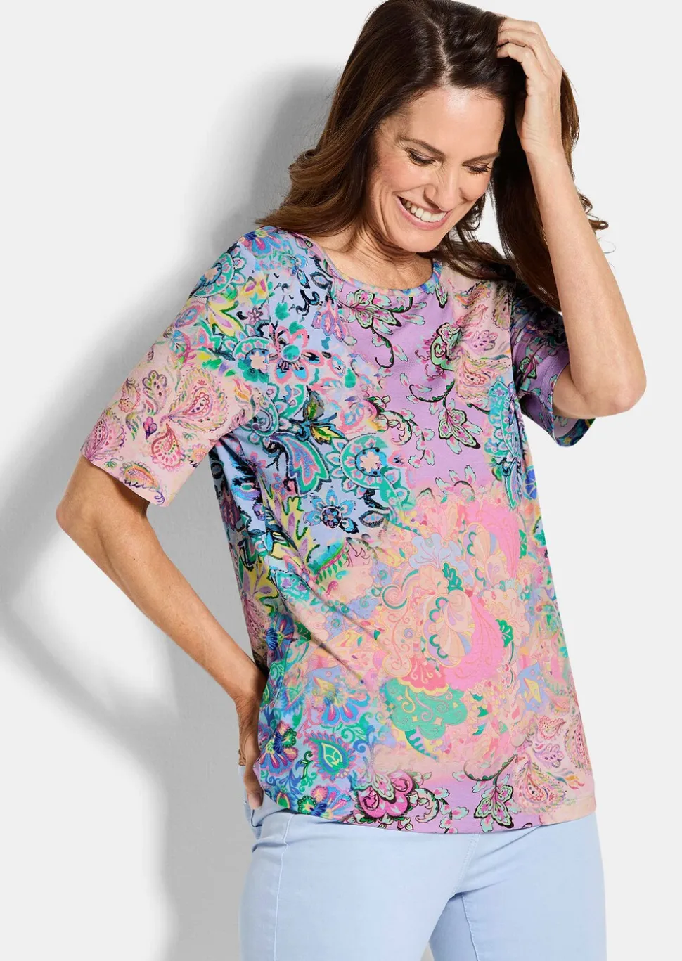 T-shirt en jersey avec motif cachemire