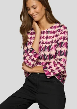T-shirt en jersey avec motif pied-de-poule et carreaux