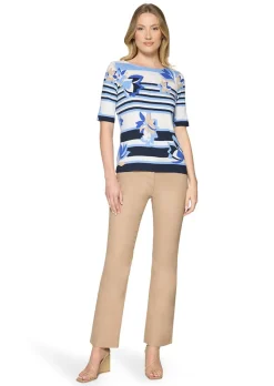 T-shirt en jersey avec motif à rayures et fleurs