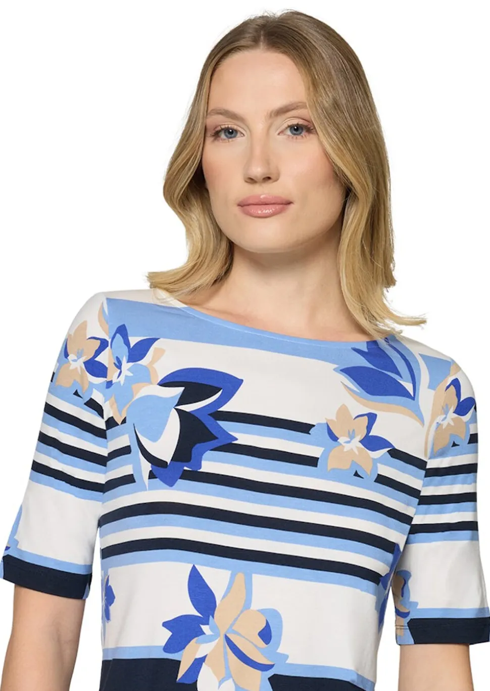 T-shirt en jersey avec motif à rayures et fleurs