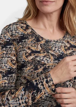 T-shirt en jersey imprimé cachemire et pied-de-poule