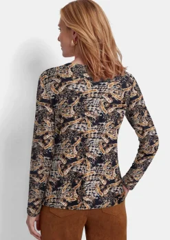 T-shirt en jersey imprimé cachemire et pied-de-poule