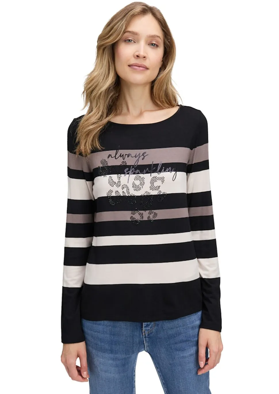 T-shirt en jersey orné de pierres scintillantes