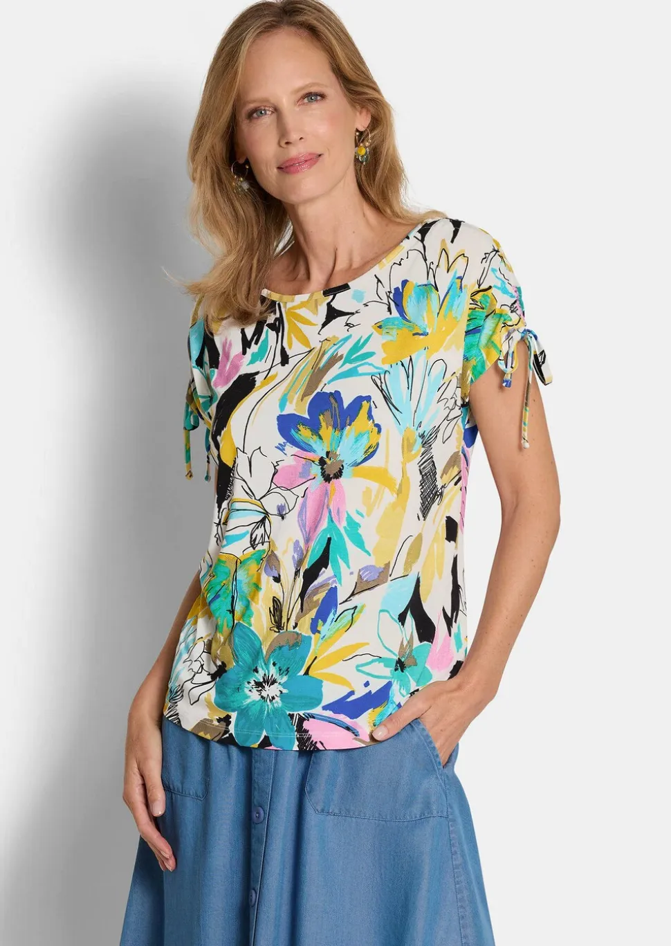 T-shirt en jersey à épaules froncées