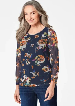 T-shirt en mesh à imprimé floral