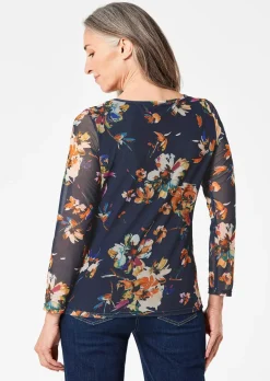 T-shirt en mesh à imprimé floral