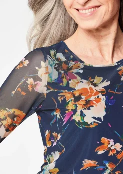 T-shirt en mesh à imprimé floral
