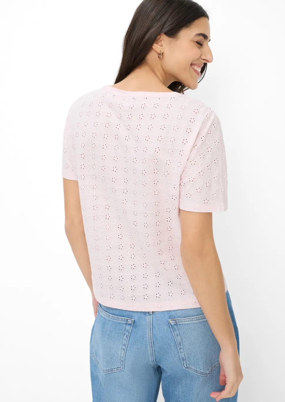 T-shirt en pur coton avec broderie ajourée