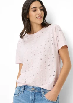 T-shirt en pur coton avec broderie ajourée