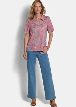 T-shirt en tissu dévoré, avec col polo
