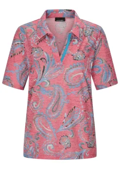 T-shirt en tissu dévoré, avec col polo