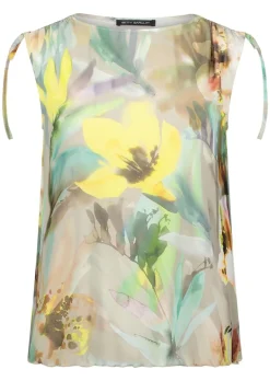 T-shirt en étoffe filet avec couture froncée aux épaules