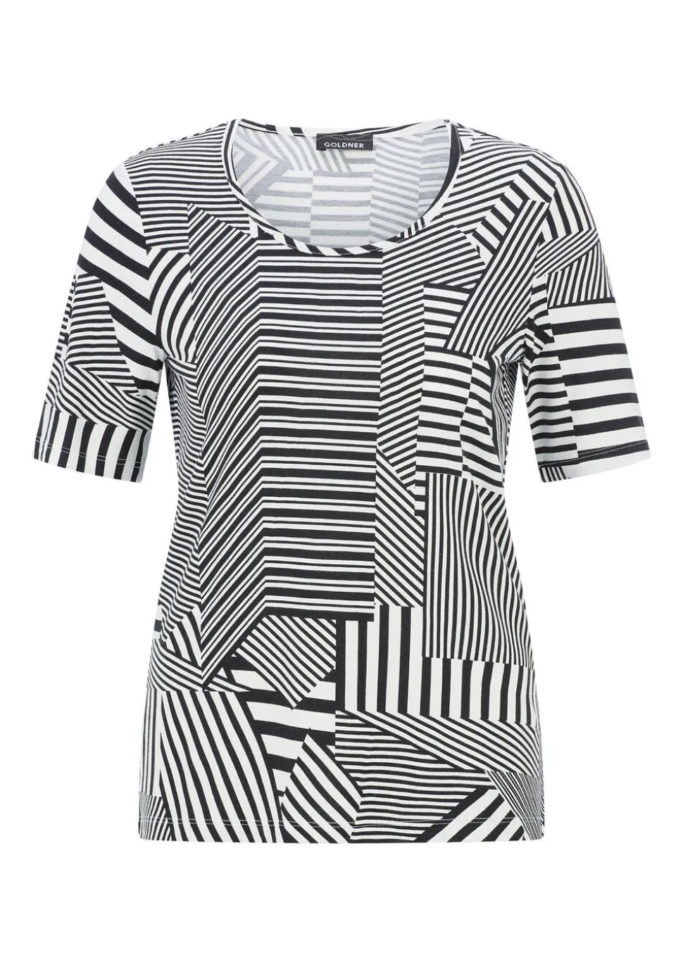 T-shirt en viscose avec impression de rayures abstraites