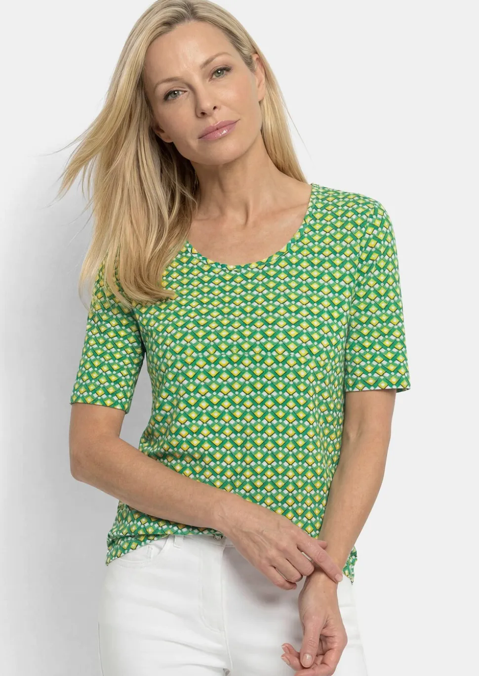 T-shirt en viscose avec imprimé géométrique minimaliste