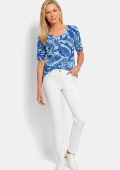 T-shirt en viscose avec motif feuilles graphique