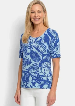 T-shirt en viscose avec motif feuilles graphique