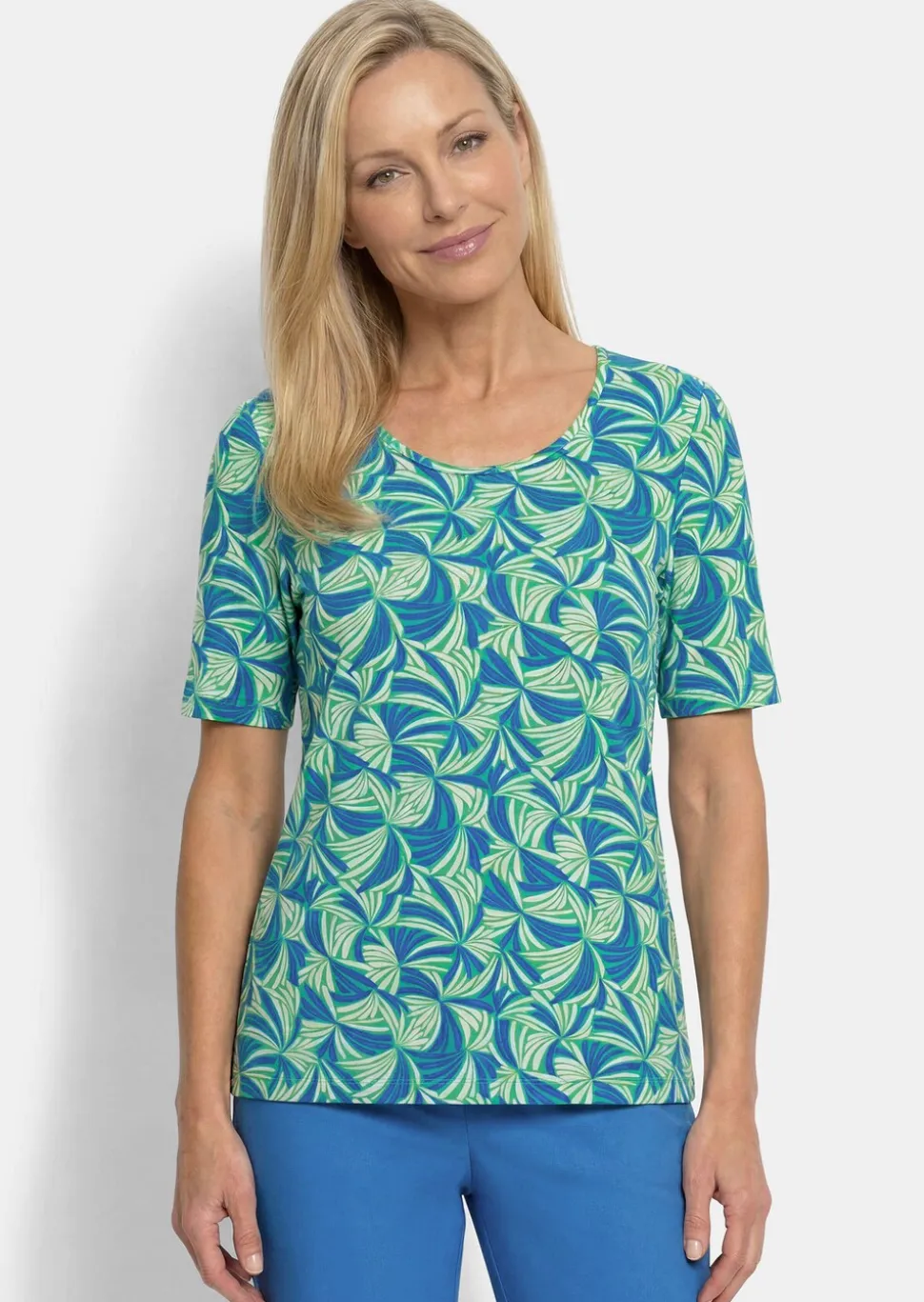 T-shirt en viscose avec motif feuilles