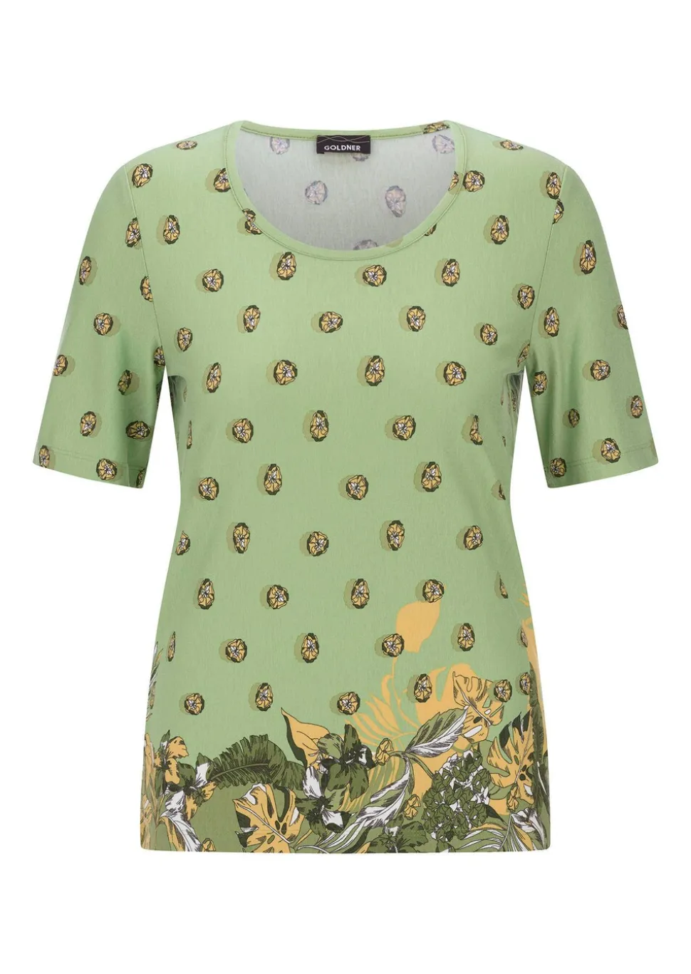 T-shirt en viscose avec un imprimé de fleurs et de feuilles