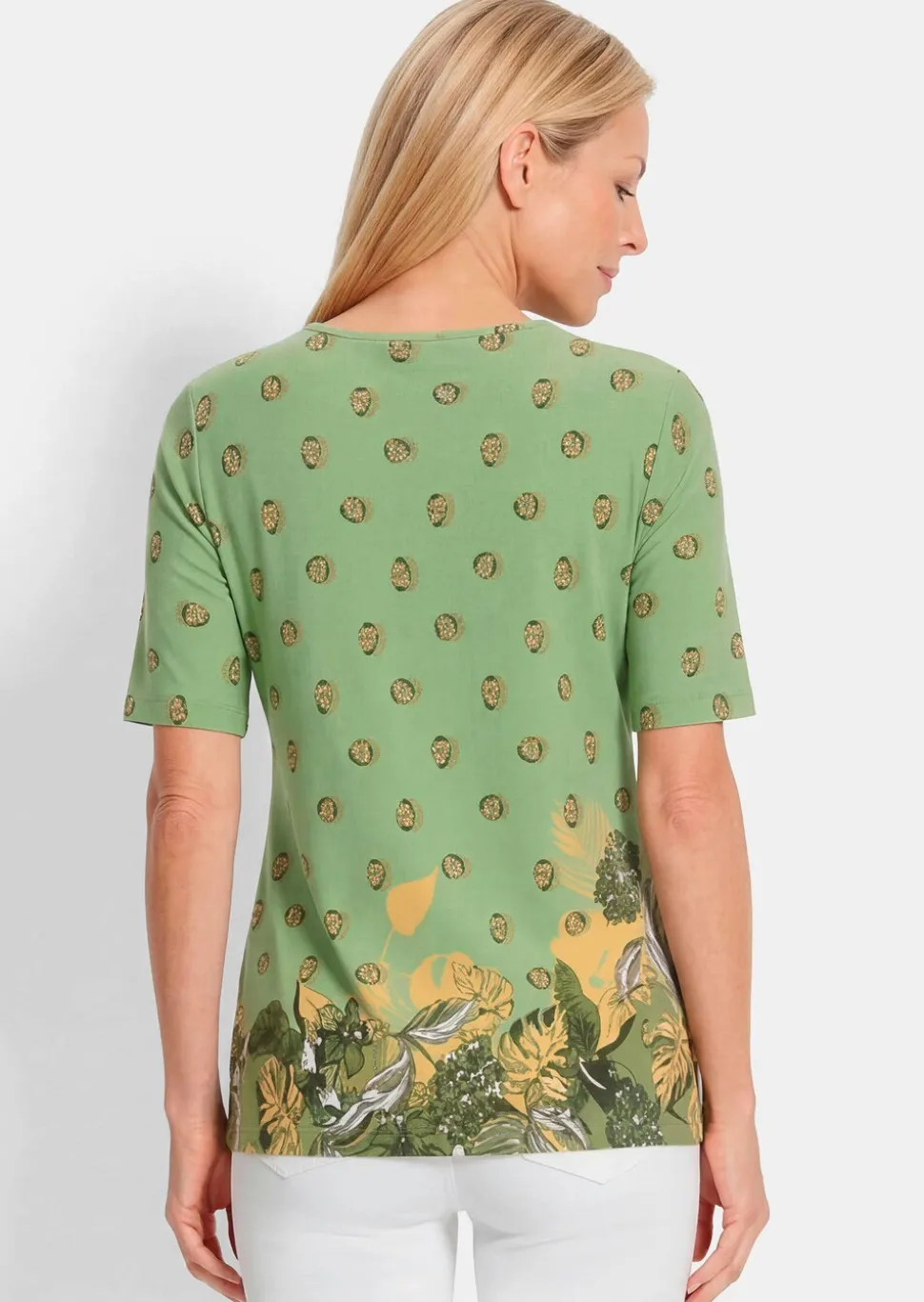 T-shirt en viscose avec un imprimé de fleurs et de feuilles
