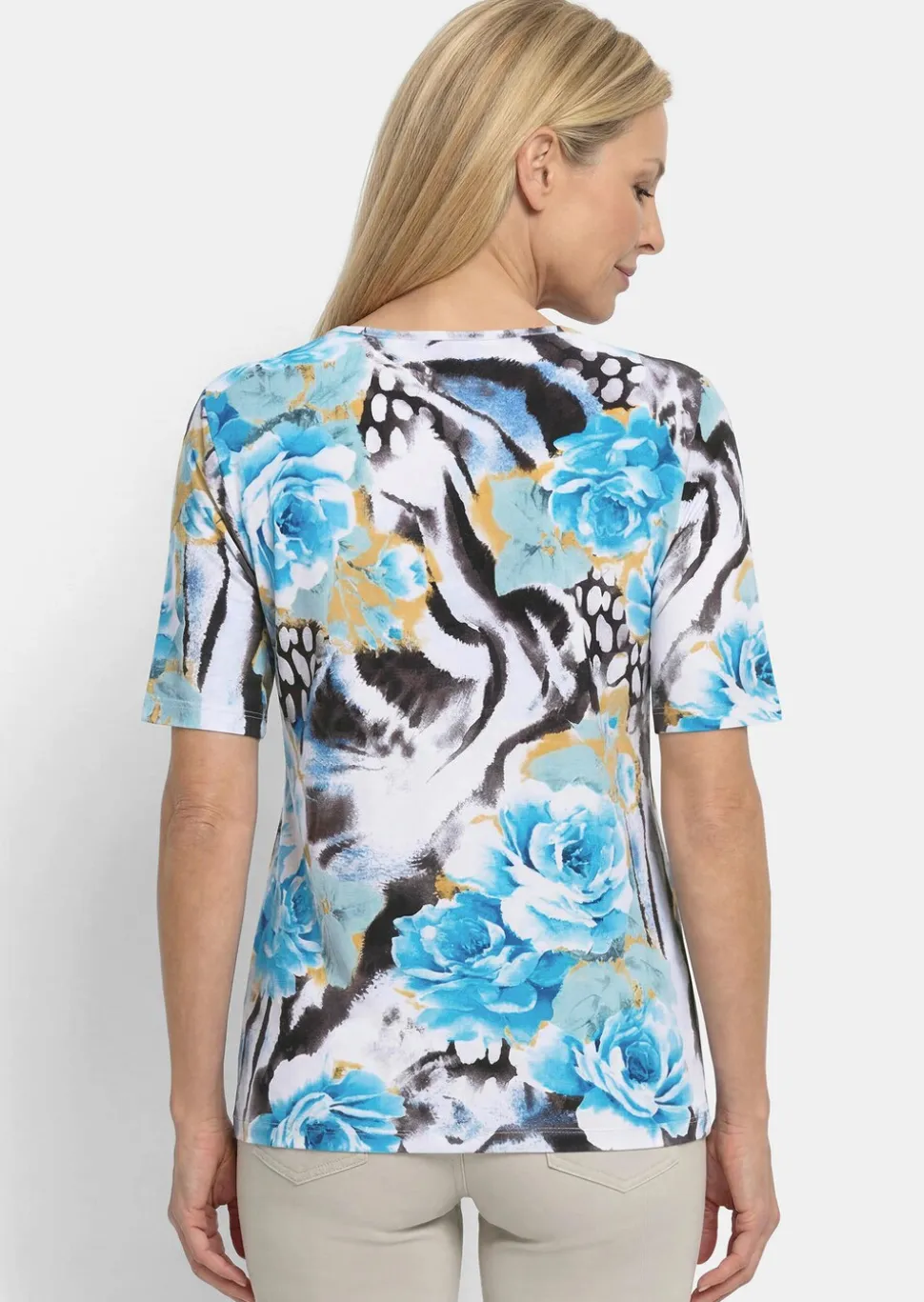 T-shirt en viscose avec un mélange de motifs attrayant