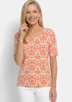 T-shirt en viscose avec un motif ornemental féminin