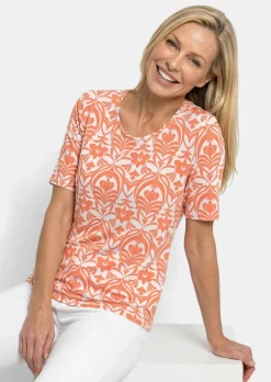 T-shirt en viscose avec un motif ornemental féminin