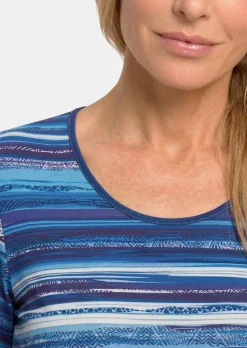 T-shirt en viscose avec un motif à rayures aux couleurs intenses