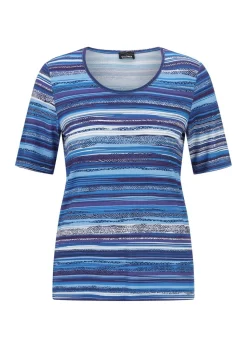T-shirt en viscose avec un motif à rayures aux couleurs intenses