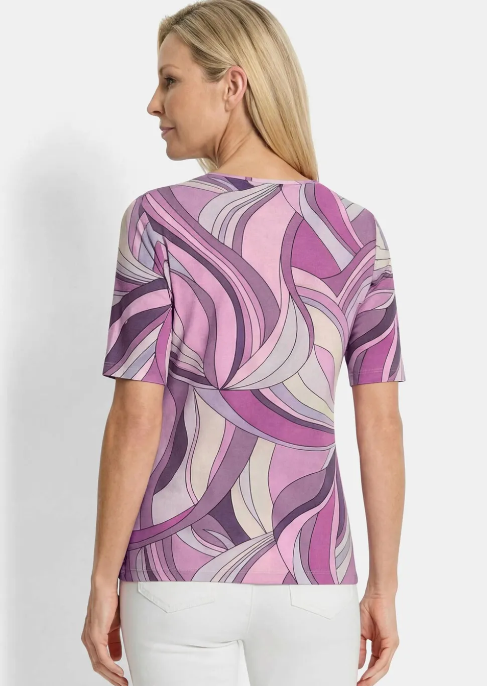 T-shirt en viscose avec un raffiné imprimé all-over
