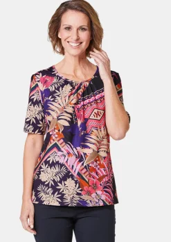T-shirt extensible avec imprimé mode