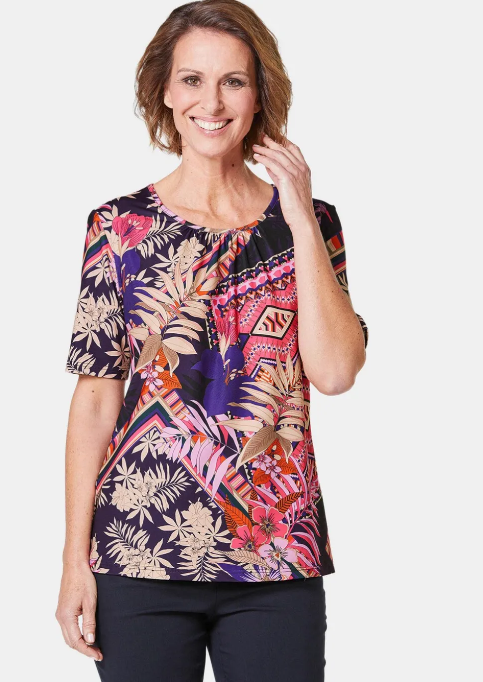 T-shirt extensible avec imprimé mode